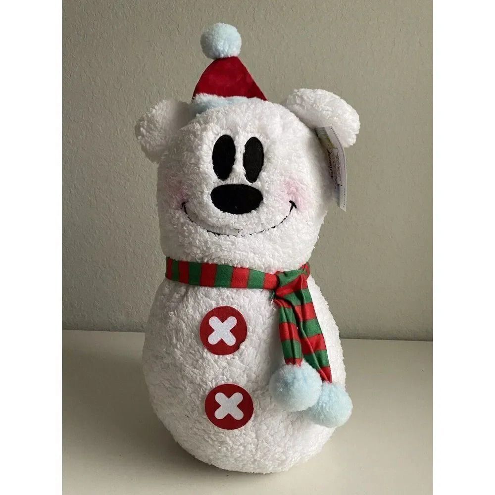 Disney Mickey Mouse Christmas Door Greeter Porch Holiday Sherpa Snowman NEW